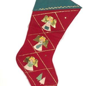1950s Felt stocking/Angel stocking/red felt glitte